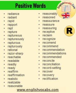 Positive Words That Starts With R English Vocabs