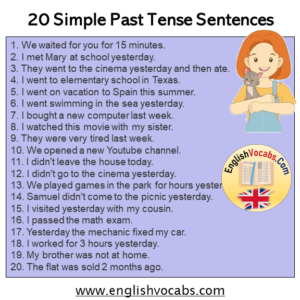 20 Simple Past Tense Example Sentences English Vocabs