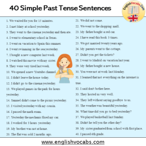 Simple Past Tense Example Sentences English Vocabs