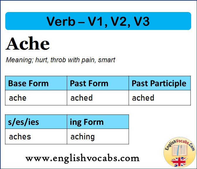 Ache Past Simple, Past Participle, V1 V2 V3 Form of Ache