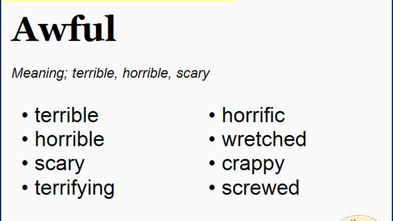Another word for Awful, What is another word Awful   English Vocabs