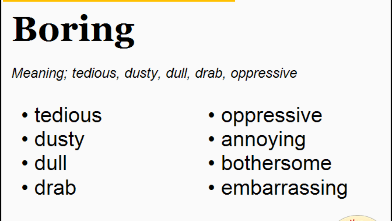 Another word for Boring, What is another word Boring   English Vocabs
