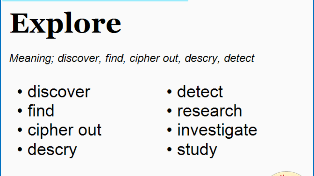 Another Word For Explore What Is Another Word Explore English Vocabs