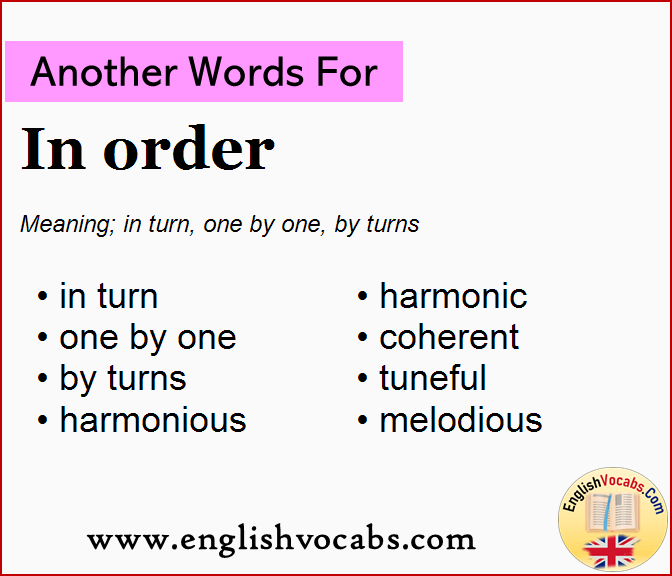 Another word for In order, What is another word In order