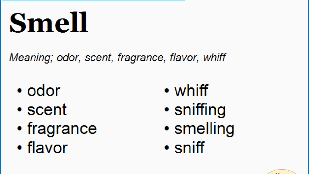Another word for Smell, What is another word Smell   English Vocabs