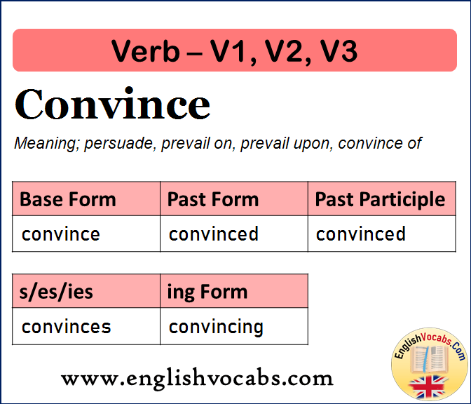 Convince Past Simple Past Participle V1 V2 V3 Form Of Convince 