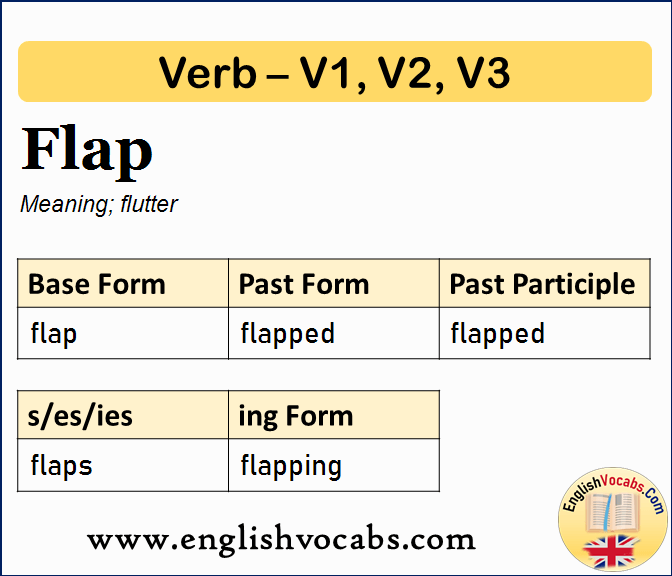 Flap Past Simple, Past Participle, V1 V2 V3 Form of Flap