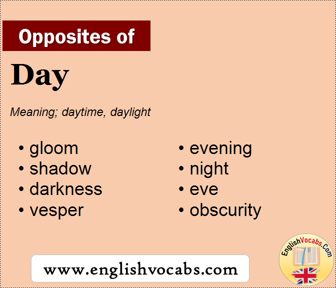 Opposite of Day, What is opposite antonym word Day