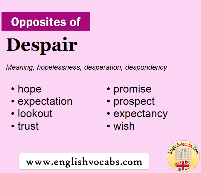 Opposite Of Despair What Is Opposite Antonym Word Despair English Vocabs