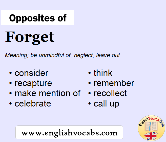 Opposite Of Forget What Is Opposite Antonym Word Forget English Vocabs