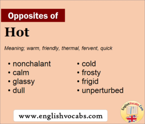 Opposite of Hot, What is opposite antonym word Hot - English Vocabs