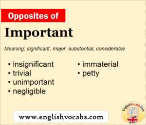 Opposite of Important, What is opposite antonym word Important ...