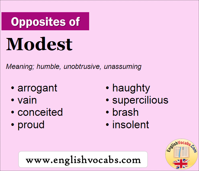 Opposite of Modest, What is opposite antonym word Modest