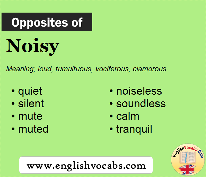 Opposite Of Noisy What Is Opposite Antonym Word Noisy English Vocabs