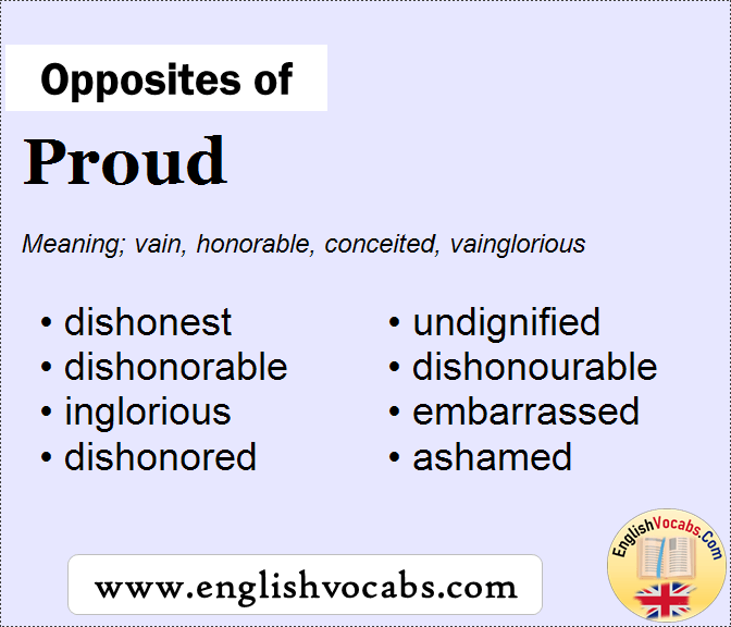 Opposite Of Proud What Is Opposite Antonym Word Proud English Vocabs