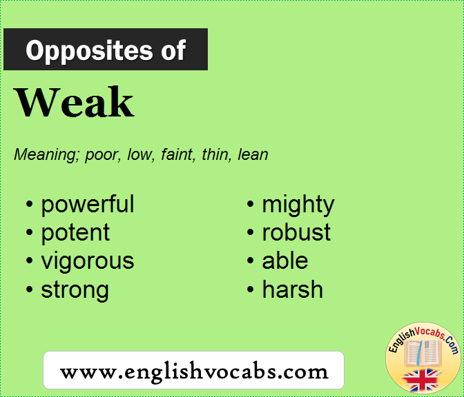 Opposite Of Weak What Is Opposite Antonym Word Weak English Vocabs