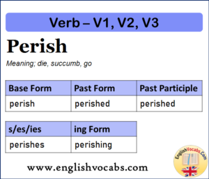 Perish Past Simple, Past Participle, V1 V2 V3 Form of Perish - English ...