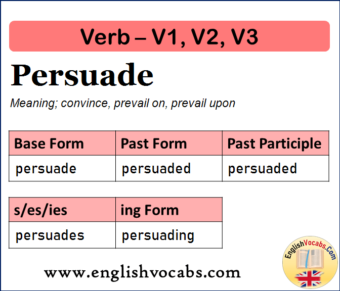 Persuade Past Simple, Past Participle, V1 V2 V3 Form of Persuade