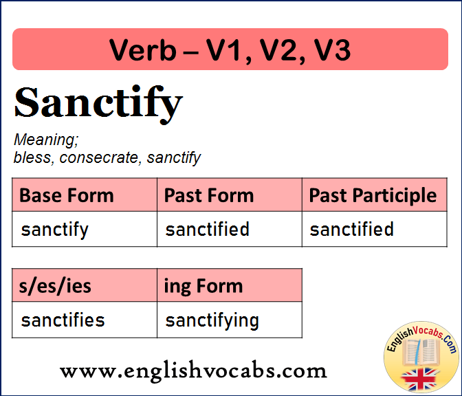 Sanctify Past Simple, Past Participle, V1 V2 V3 Form of Sanctify