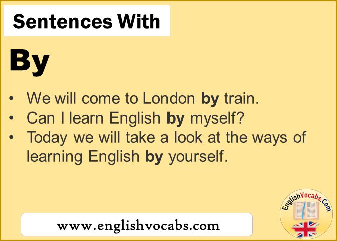 Sentences with By, In a sentence By