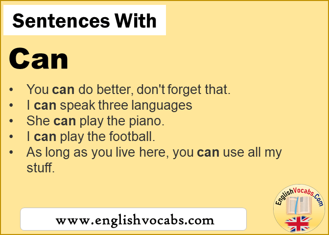 Sentences with Can, In a sentence Can