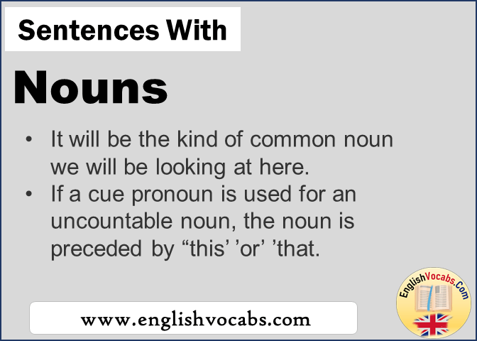 Sentences with Nouns, In a sentence Nouns