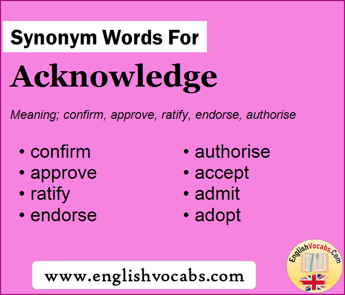 Synonym for Acknowledge, what is synonym word Acknowledge