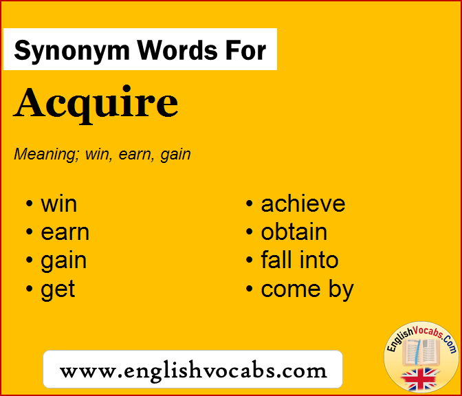 Synonym for Acquire, what is synonym word Acquire