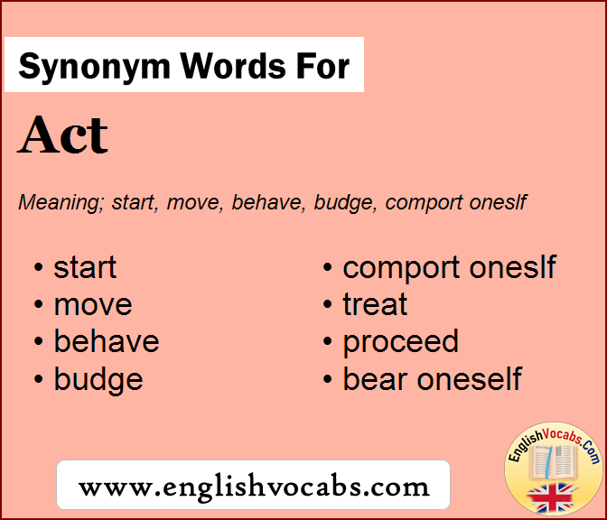 Synonym For Act What Is Synonym Word Act English Vocabs