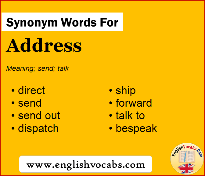 Synonym for Address, what is synonym word Address