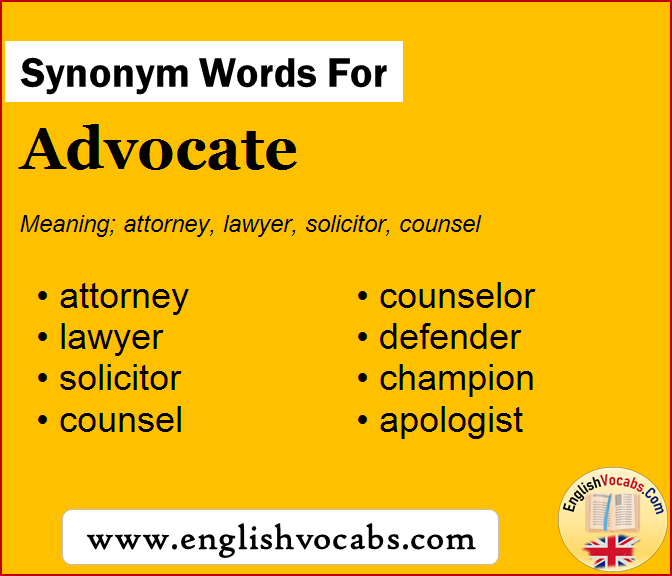 Synonym for Advocate, what is synonym word Advocate