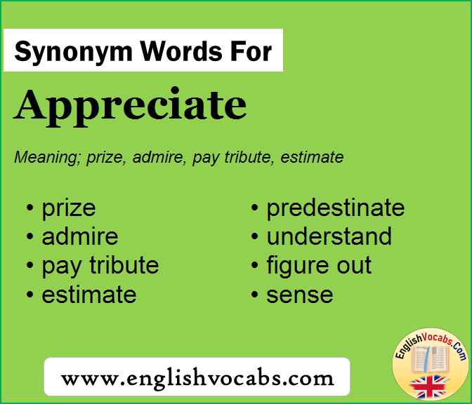 Synonym for Appreciate, what is synonym word Appreciate