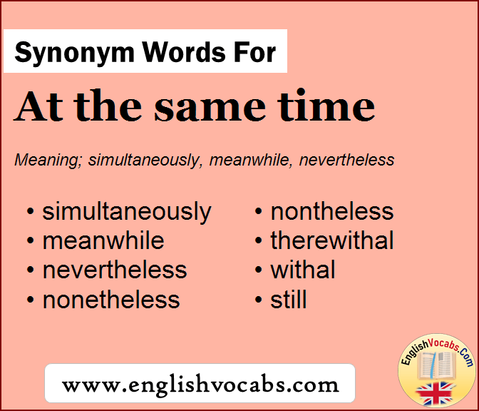 Synonym for At the same time, what is synonym word At the same time