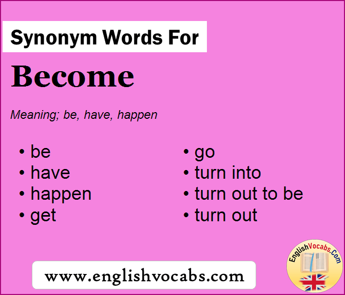 Synonym for Become, what is synonym word Become