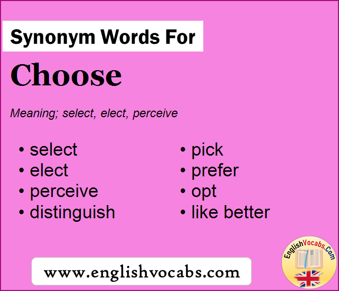Synonym for Choose, what is synonym word Choose