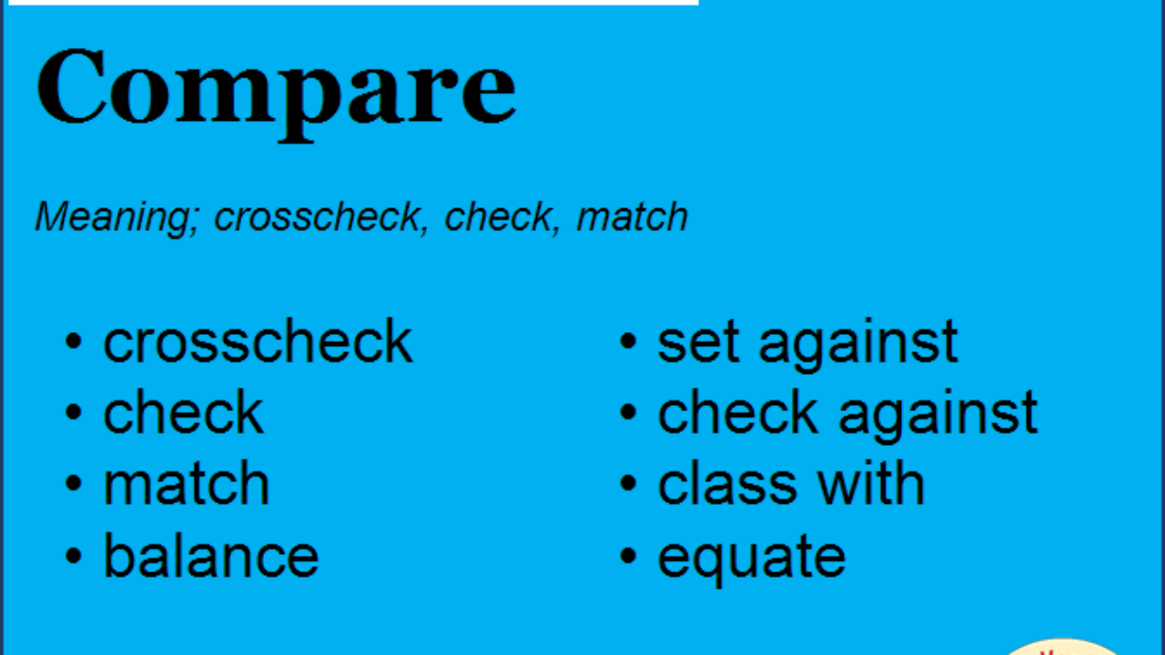 Synonym For Compare What Is Synonym Word Compare English Vocabs