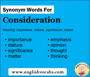 Synonym for Consideration, what is synonym word Consideration - English ...