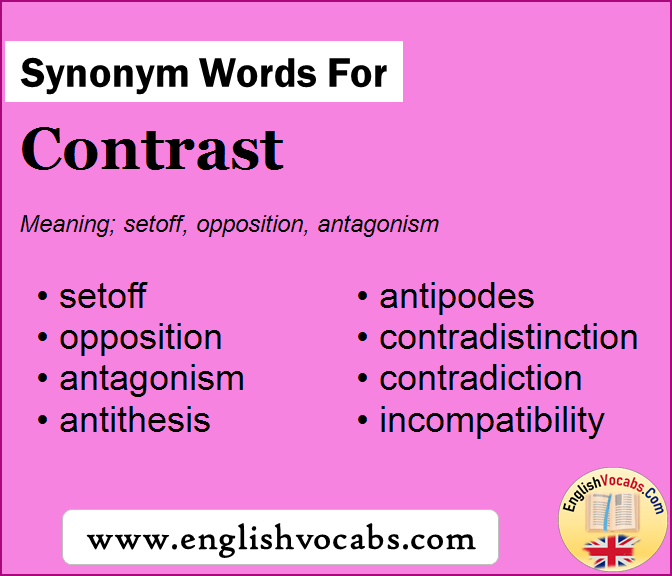 Synonym For Contrast What Is Synonym Word Contrast English Vocabs