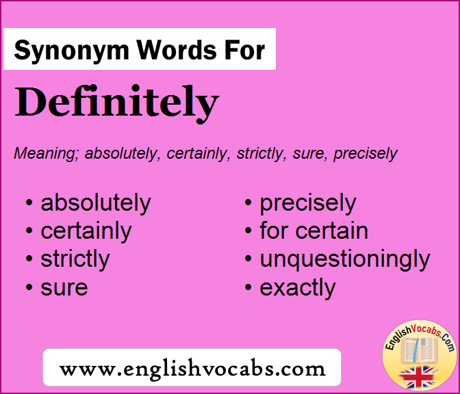 Synonym for Definitely, what is synonym word Definitely