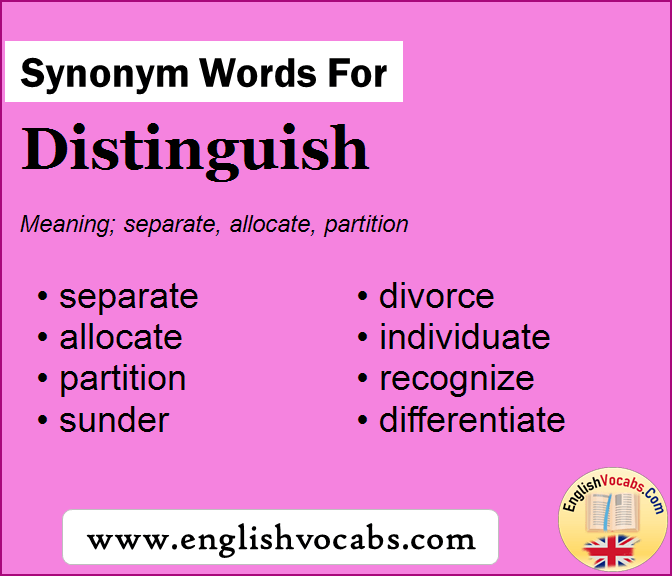 Synonym for Distinguish, what is synonym word Distinguish