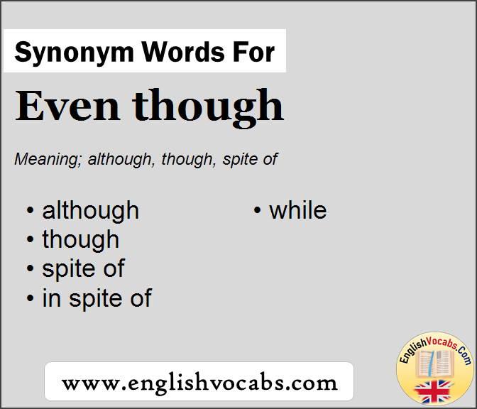 Synonym for Even though, what is synonym word Even though