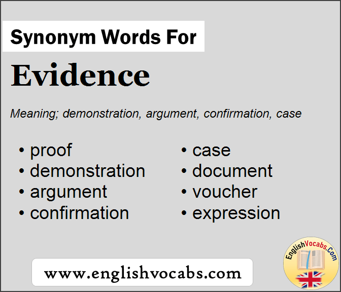 Synonym for Evidence, what is synonym word Evidence