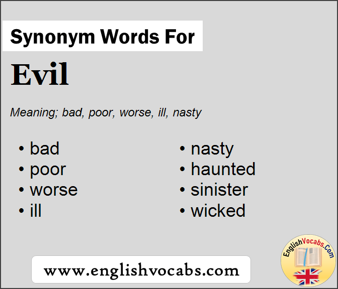 Synonym for Evil, what is synonym word Evil