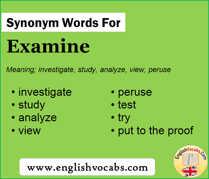Synonym for Examine, what is synonym word Examine