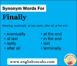 finally synonym essay