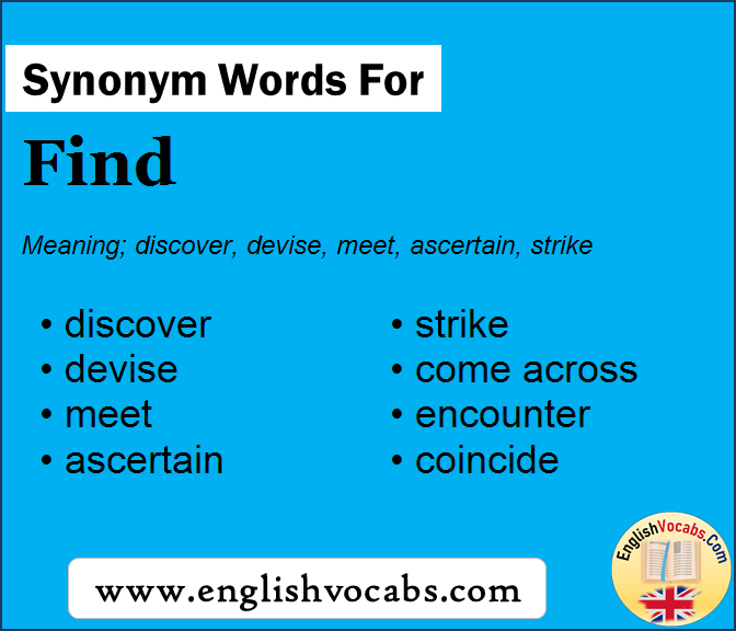 Synonym for Find, what is synonym word Find