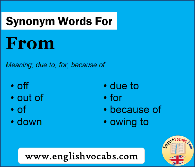 Synonym for From, what is synonym word From