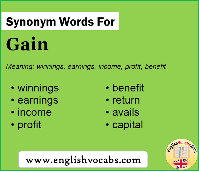 Synonym for Gain, what is synonym word Gain