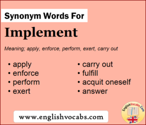 Synonym for Implement, what is synonym word Implement - English Vocabs