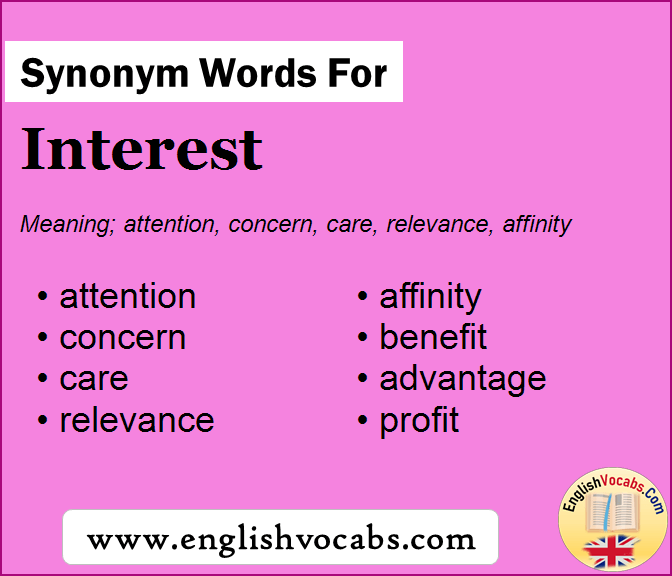 Synonym for Interest, what is synonym word Interest